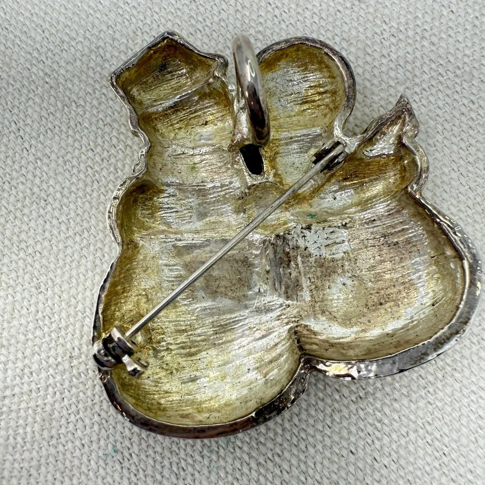 Christmas Brooch Snowman Couple Vintage‎ Silver Tone Holiday Pin Jewelry